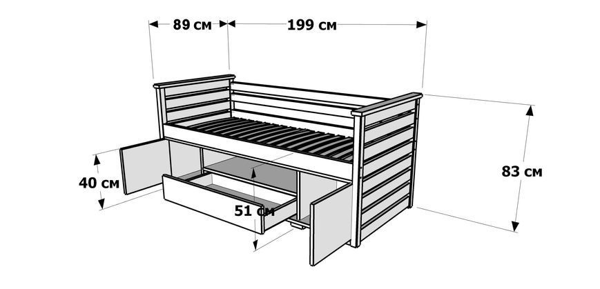 Односпальне ліжко &ldquo;Телесик Maxi&rdquo; 80 786796945454 фото